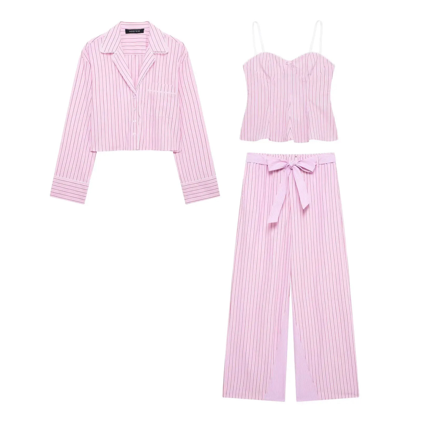 Luxe Loungewear Set – Striped Pink Elegance