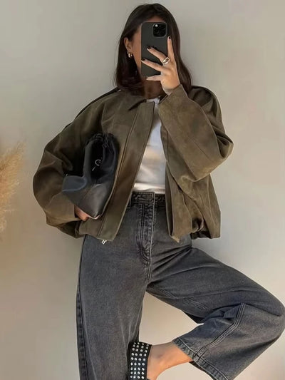 Suede-Look Zip Jacket