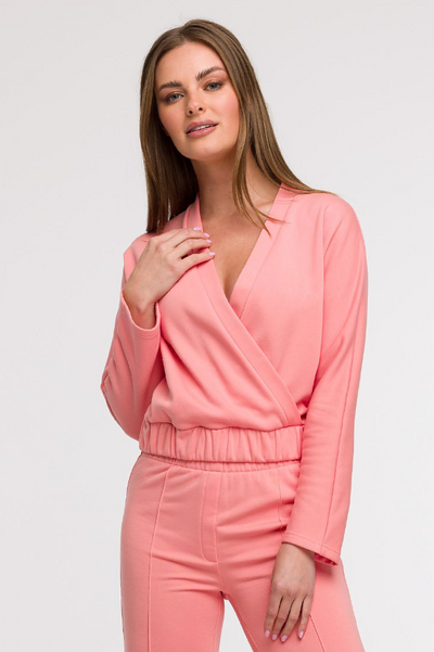 Mila Wrap Blouse – Dusty Rose Elegance