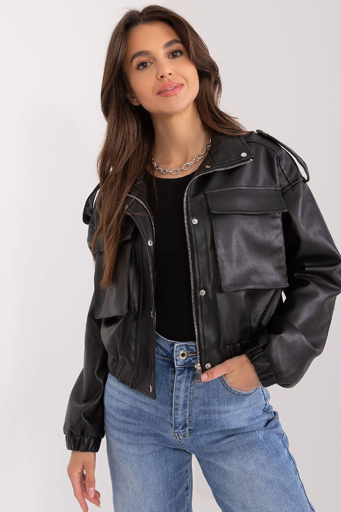 Cropped Faux Leather Transitional Jacket – Effortless Utility Chic