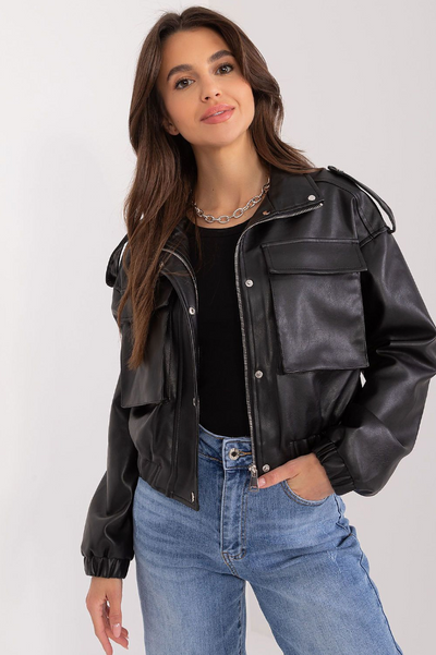 Cropped Faux Leather Transitional Jacket – Effortless Utility Chic