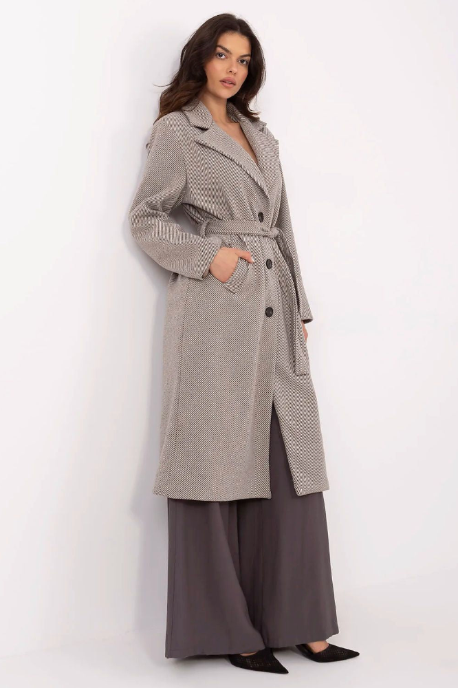 Belted Elegance – Classic Knee-Length Coat