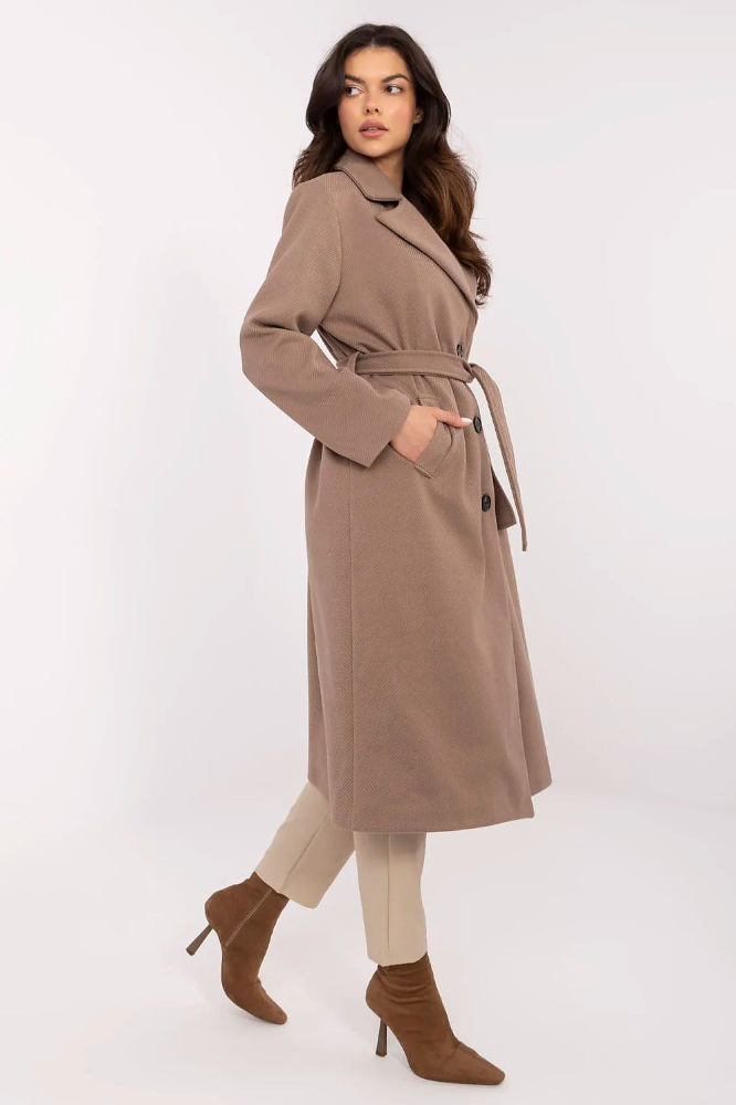 Belted Elegance – Classic Knee-Length Coat