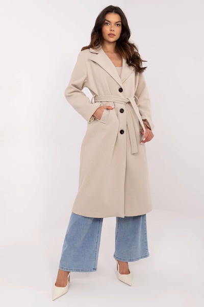 Belted Elegance – Classic Knee-Length Coat