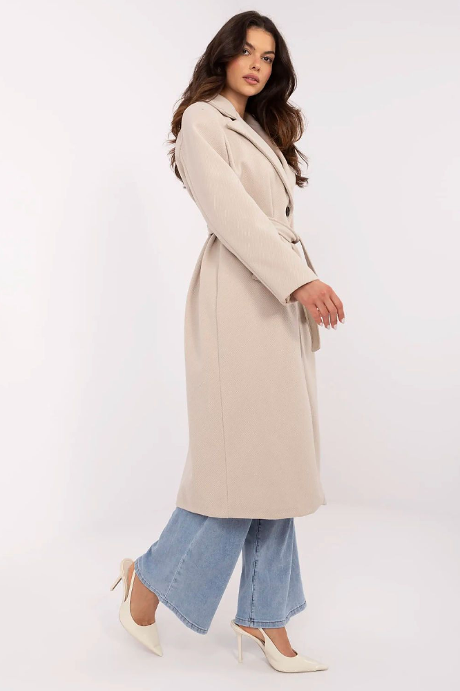 Belted Elegance – Classic Knee-Length Coat