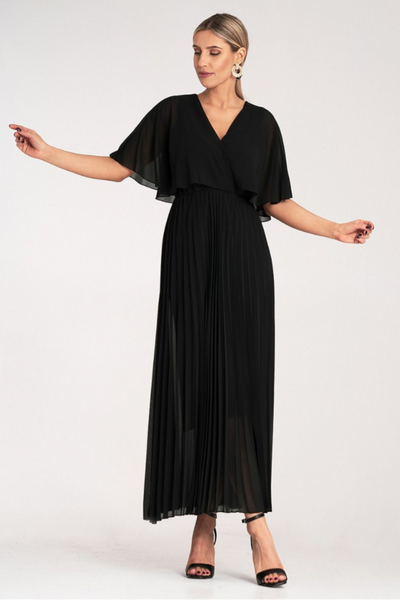 Celestine Pleated Cape Dress