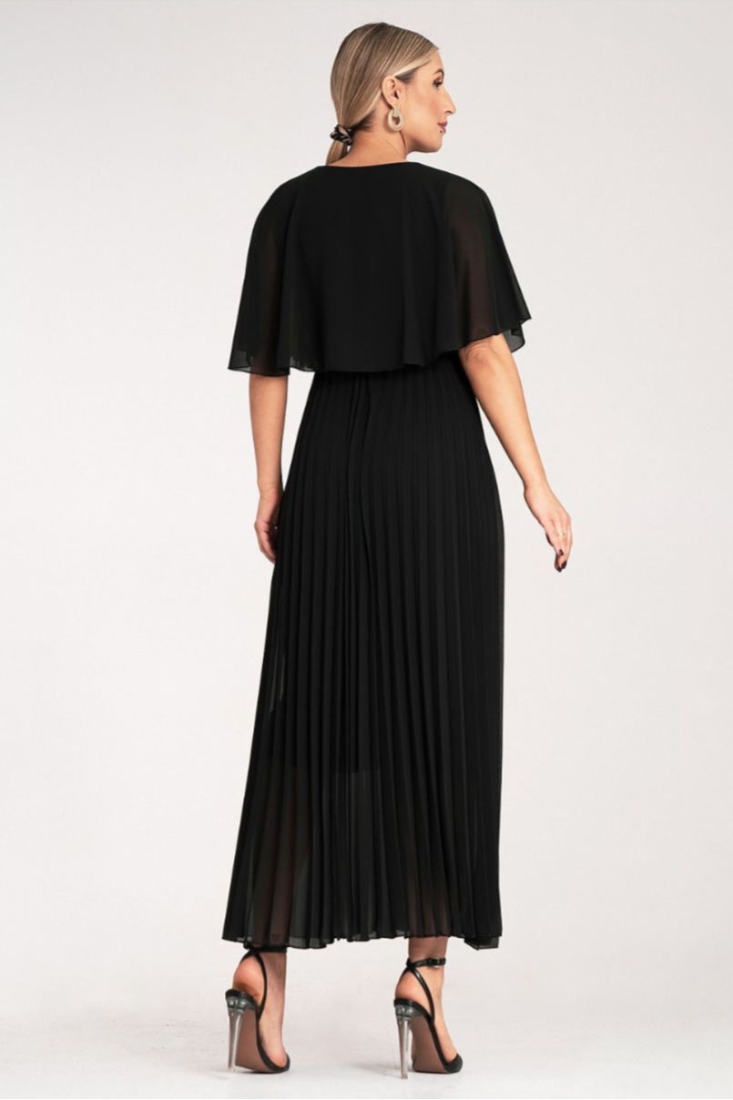 Celestine Pleated Cape Dress