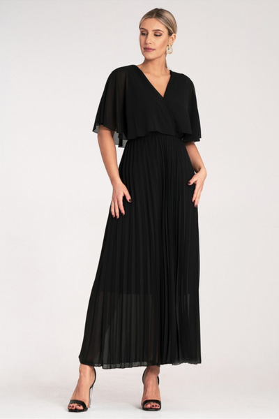 Celestine Pleated Cape Dress