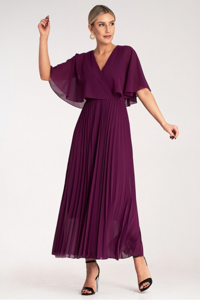 Celestine Pleated Cape Dress
