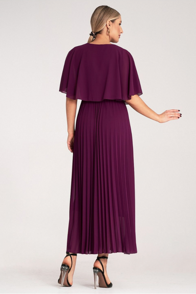 Celestine Pleated Cape Dress