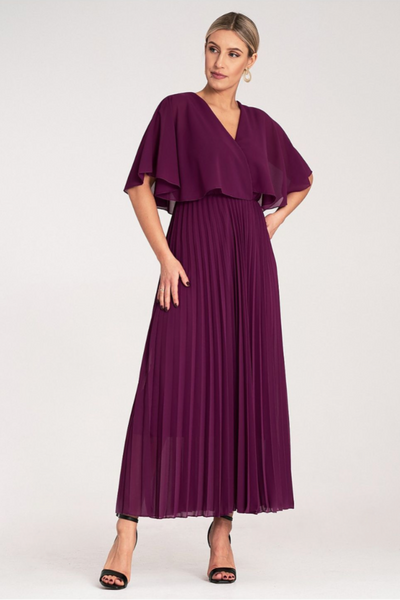 Celestine Pleated Cape Dress