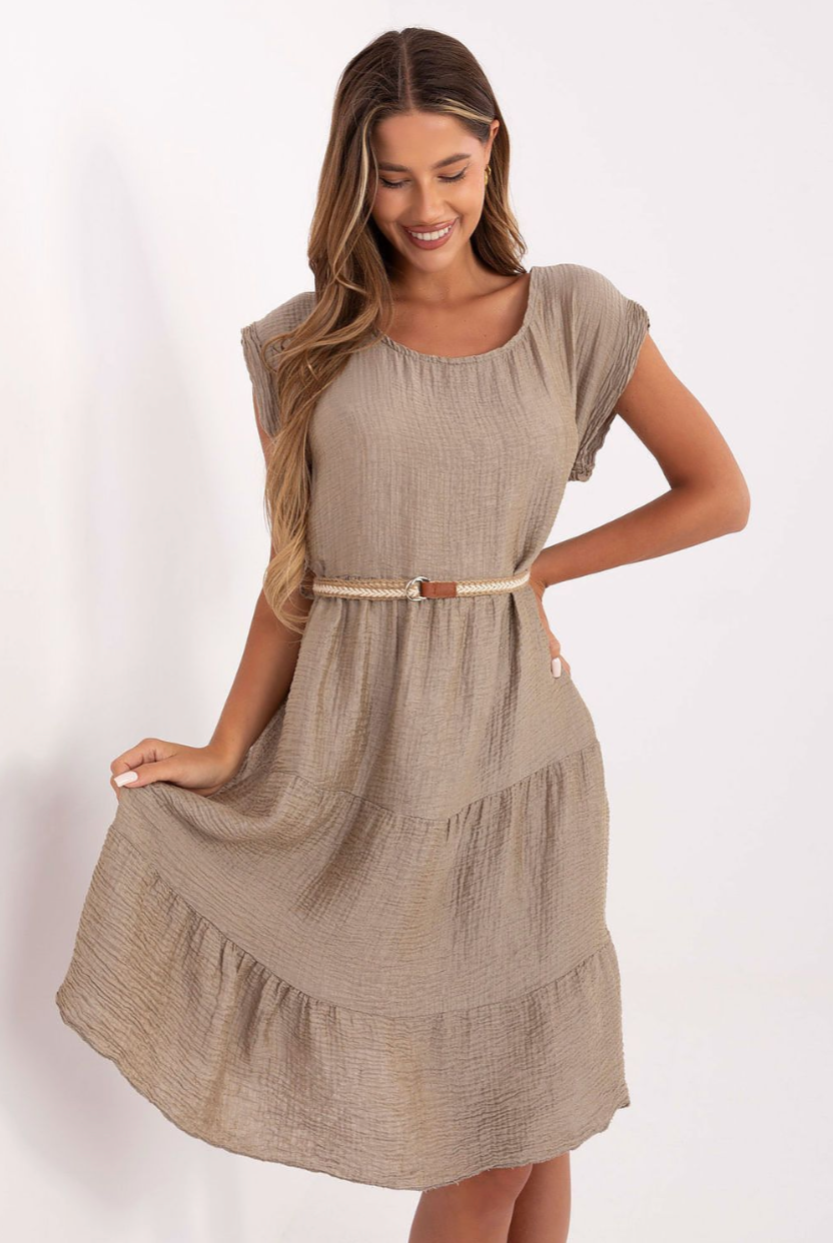 Liora - Muslin Belted Dress