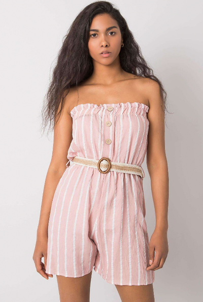 Isla - Striped Belted Playsuit