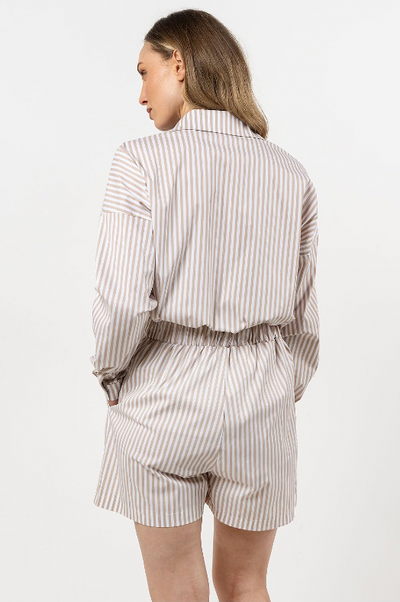 Isla - Striped Cotton Shorts