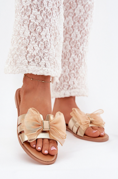 Elara – Tulle Bow Flat Sandals