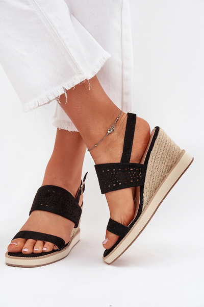 Sienna – Openwork Eco-Suede Wedge Sandals