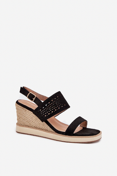 Sienna – Openwork Eco-Suede Wedge Sandals