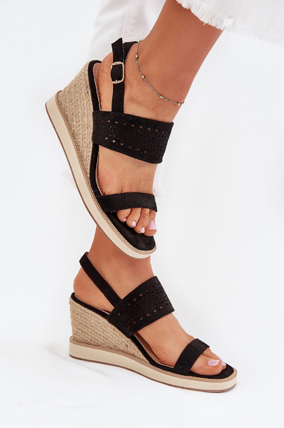 Sienna – Openwork Eco-Suede Wedge Sandals