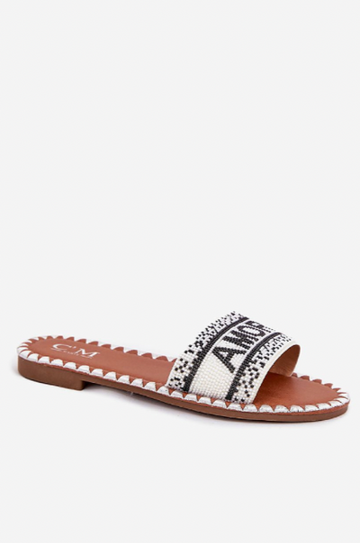 Amore – Beaded Strap Flat Sandals