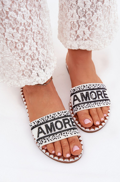 Amore – Beaded Strap Flat Sandals