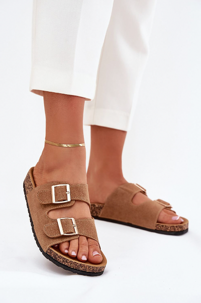 Bella – Eco-Suede Buckled Cork Sandals