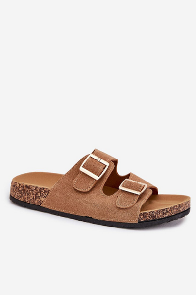 Bella – Eco-Suede Buckled Cork Sandals