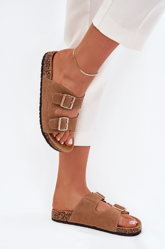 Bella – Eco-Suede Buckled Cork Sandals