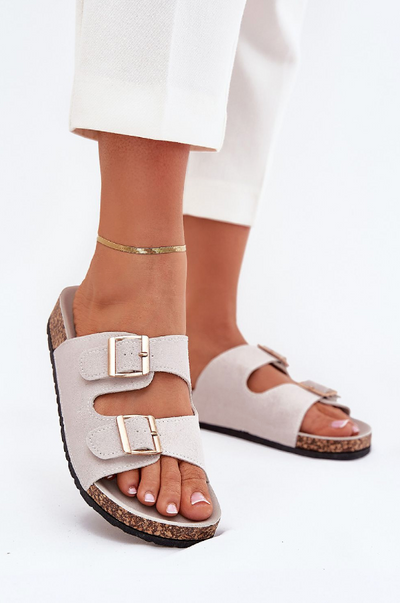 Bella – Eco-Suede Buckled Cork Sandals