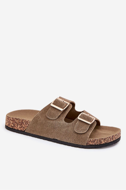 Bella – Eco-Suede Buckled Cork Sandals