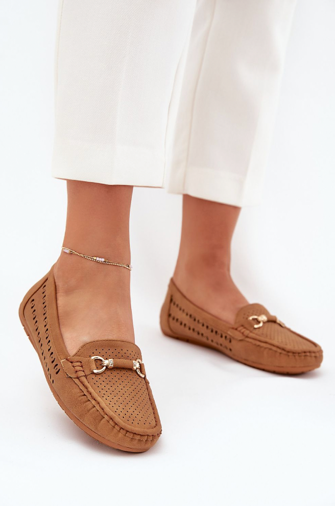 Camille – Gold Accent Openwork Moccasins