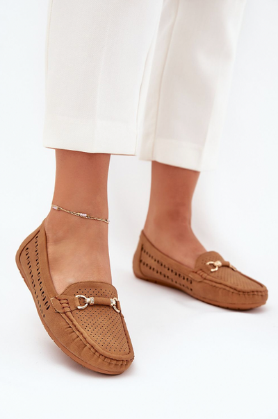 Camille – Gold Accent Openwork Moccasins