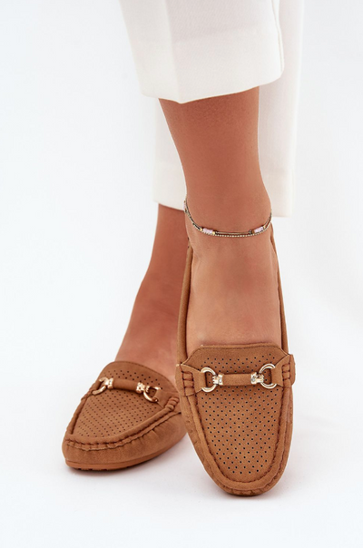 Camille – Gold Accent Openwork Moccasins