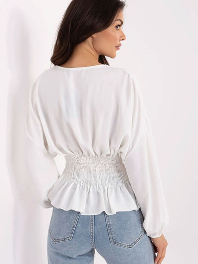 Camille Smocked Waist Blouse – Soft Elegance