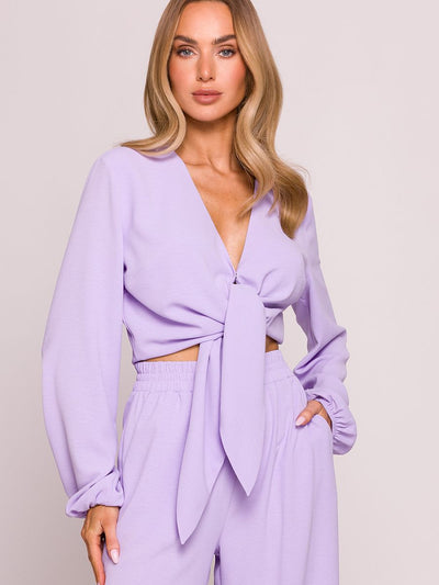 Élise Crepe Tie-Front Blouse