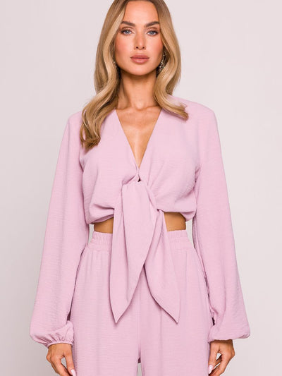 Élise Crepe Tie-Front Blouse