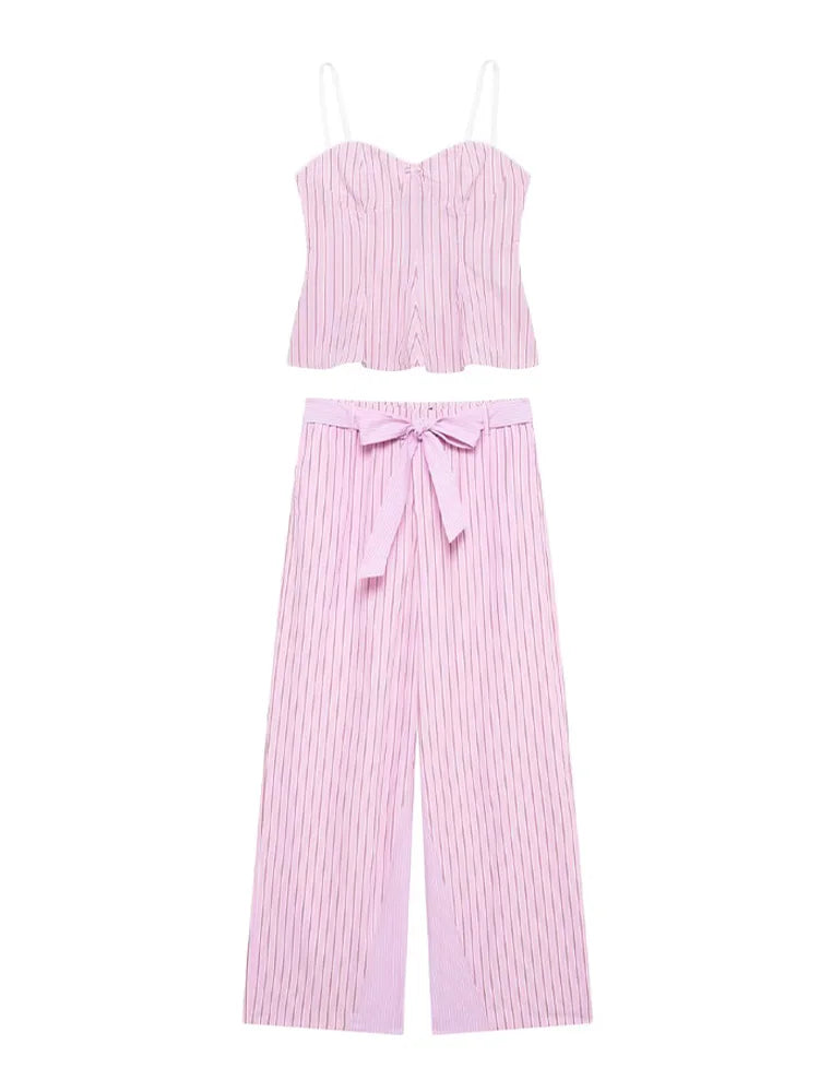 Luxe Loungewear Set – Striped Pink Elegance
