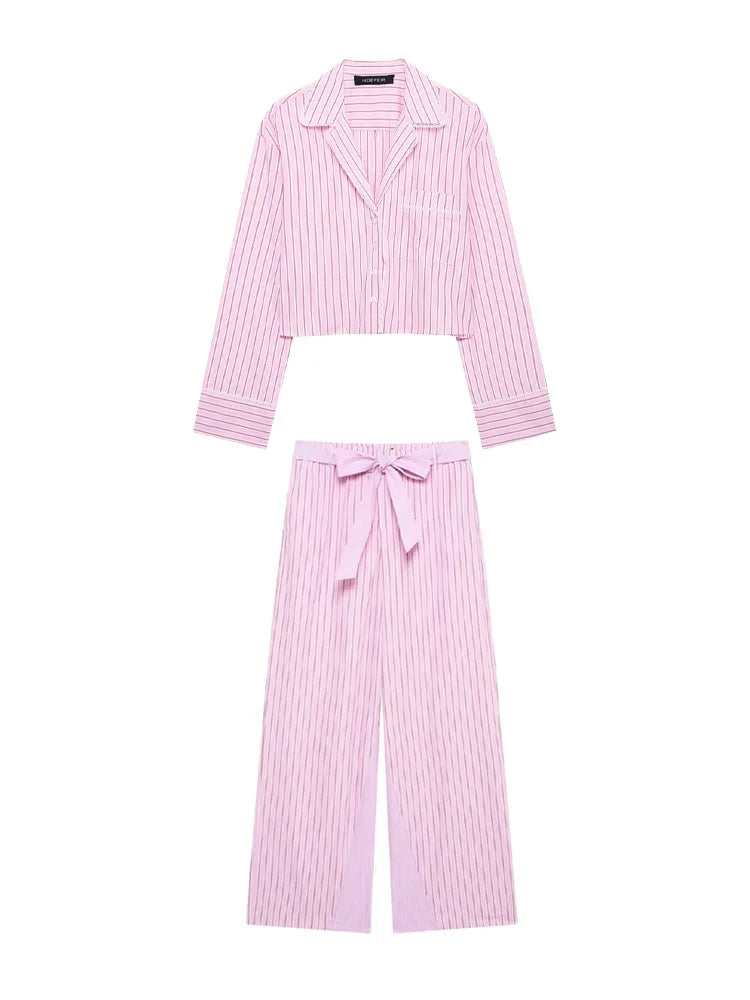 Luxe Loungewear Set – Striped Pink Elegance