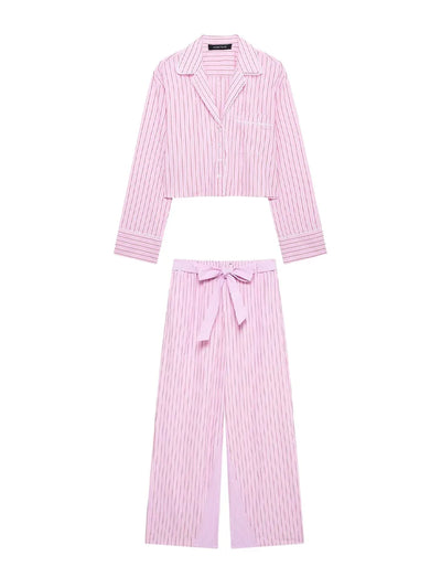 Luxe Loungewear Set – Striped Pink Elegance